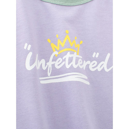 Kids Girls Letters Print Crew Neck Color Patchwork Long Sleeves Top