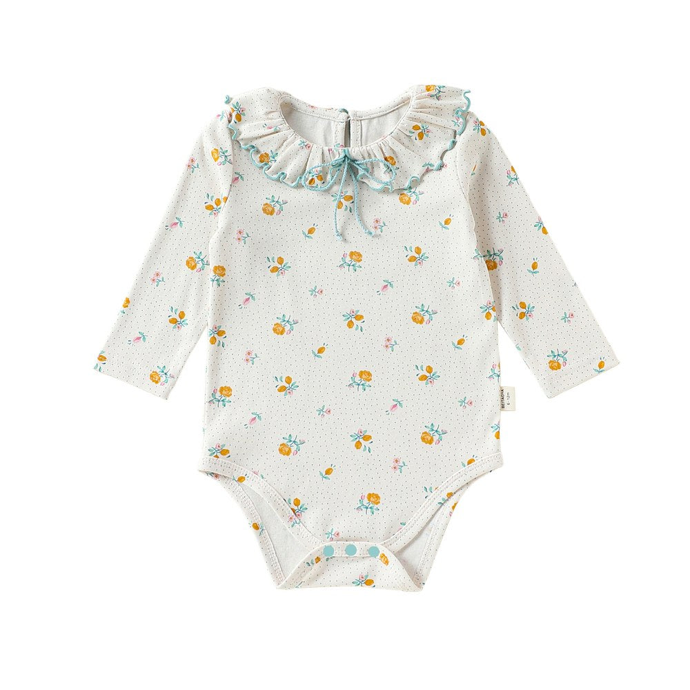 Baby Kids Girls Princess Long Sleeves Flowers and Argyle Pattern Bodysuit
