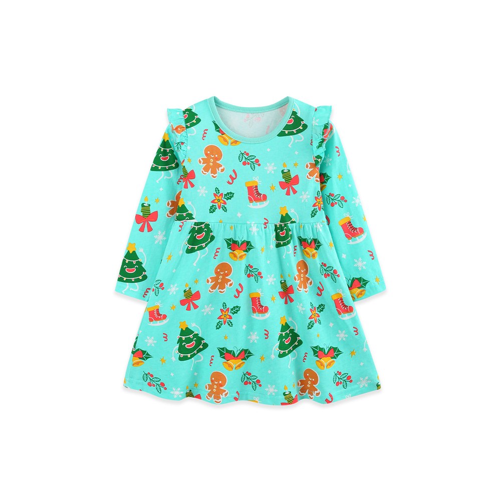 Christmas Baby Kids Girls Long Sleeves Cartoon Dress