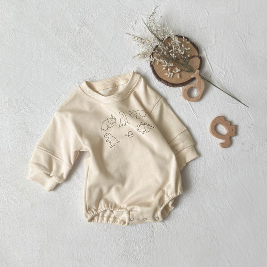 Baby Long Sleeves Simple Cartoon Bodysuit