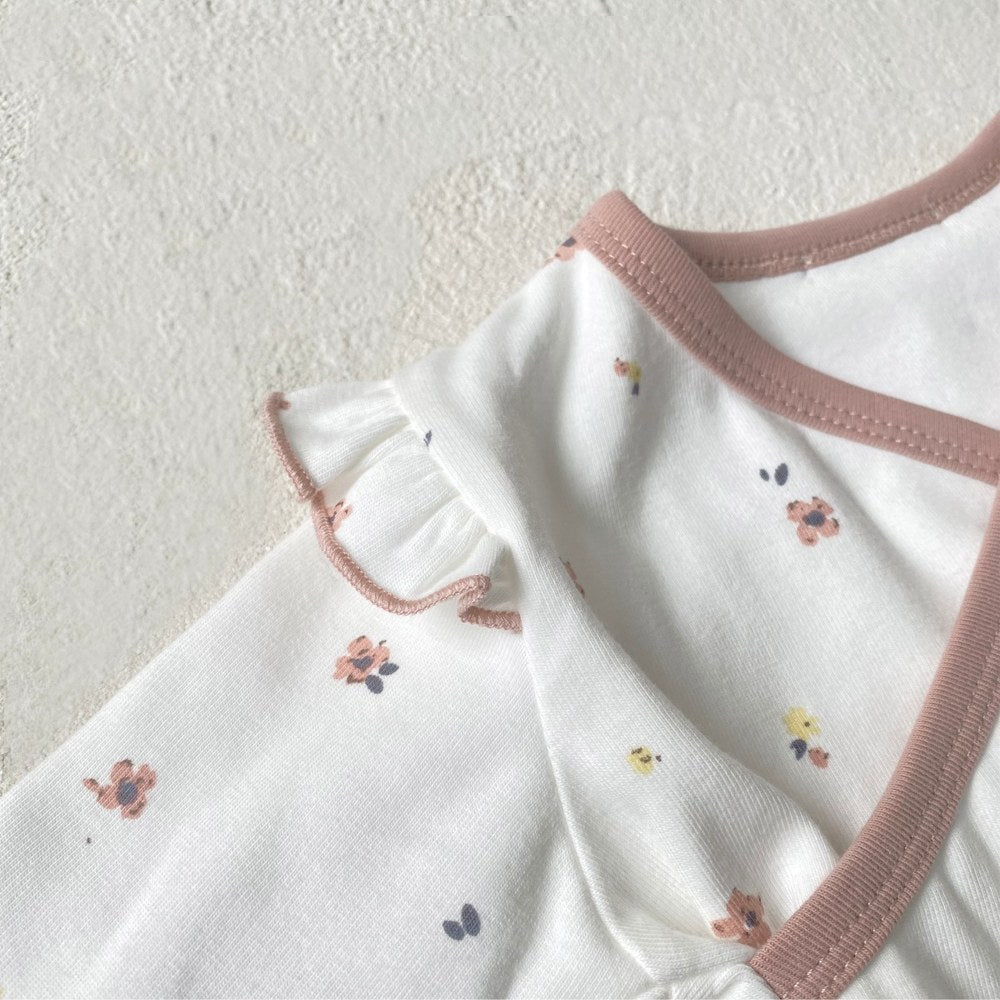 Baby Kids Long Sleeves V Neck Bodysuit and Pants 2-piece Pajamas Set