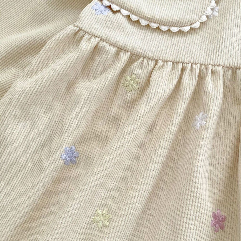 Baby Kids Girls Flowers Embroidered Long Sleeves Dress