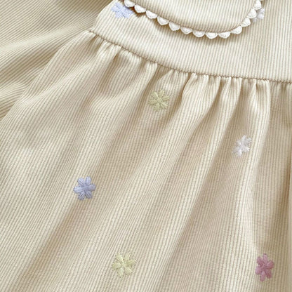 Baby Kids Girls Flowers Embroidered Long Sleeves Dress