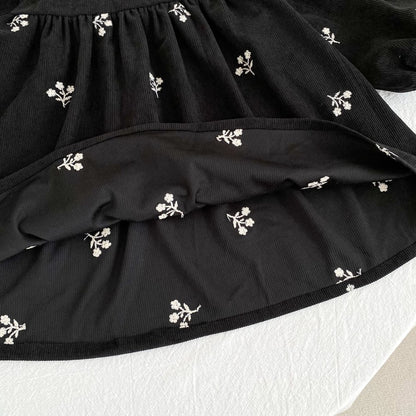 Baby Kids Girls Flowers Embroidered Long Sleeves Dress