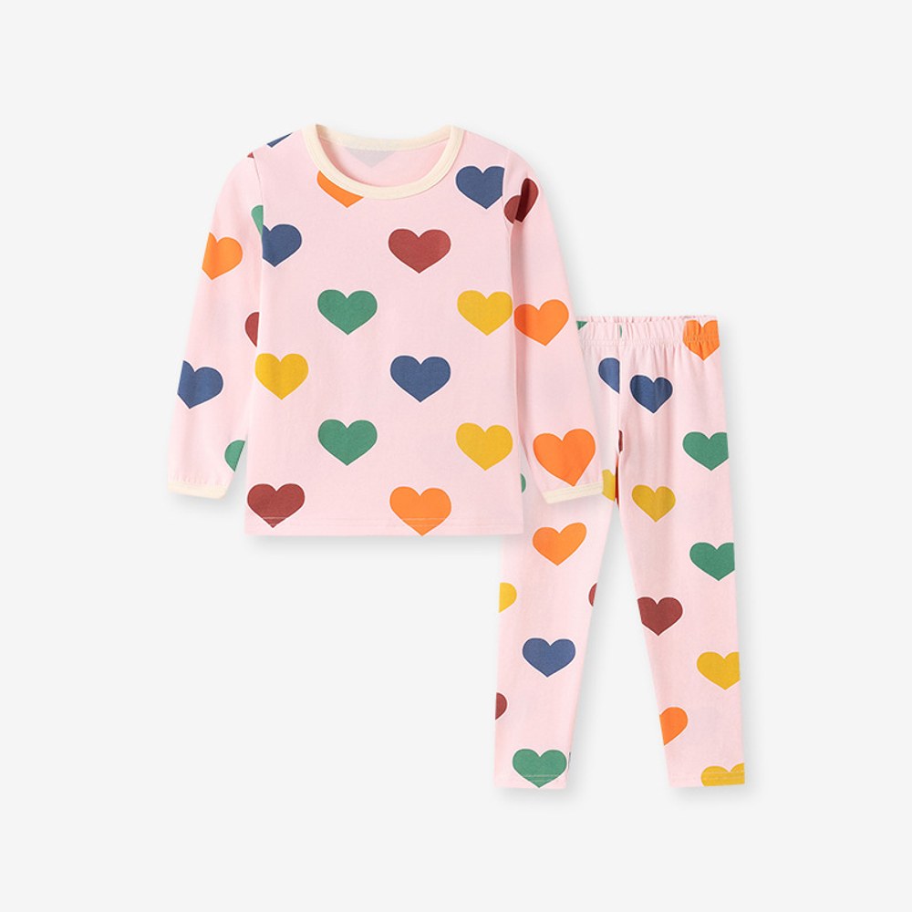 Baby Kids Girls Hearts Pattern Long Sleeves Top and Pants 2-piece Clothing Set