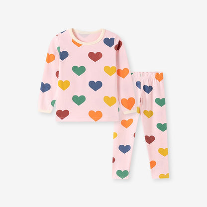 Baby Kids Girls Hearts Pattern Long Sleeves Top and Pants 2-piece Clothing Set