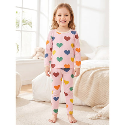Baby Kids Girls Hearts Pattern Long Sleeves Top and Pants 2-piece Clothing Set