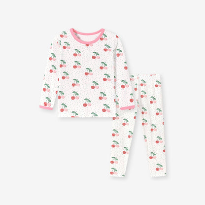 Baby Kids Girls Cherry Pattern Long Sleeves Top and Pants 2-piece Clothing Set