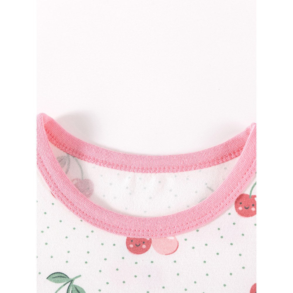 Baby Kids Girls Cherry Pattern Long Sleeves Top and Pants 2-piece Clothing Set