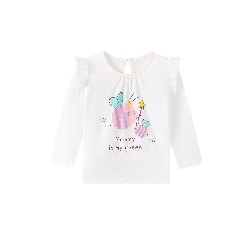 Baby Kids Girls Cartoon Pattern Long Sleeves Top