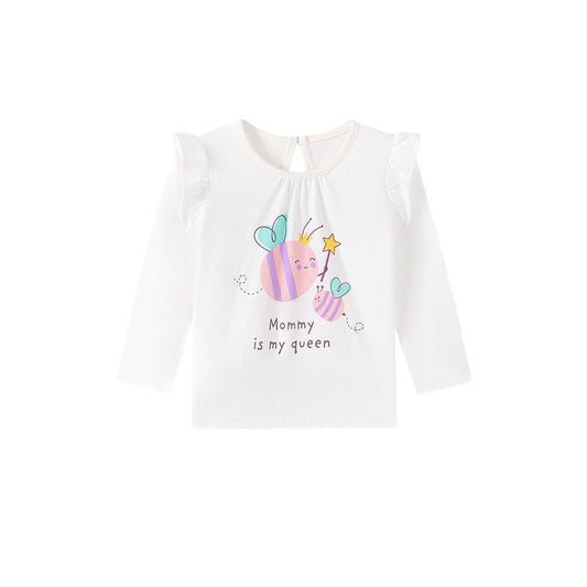 Baby Kids Girls Cartoon Pattern Long Sleeves Top