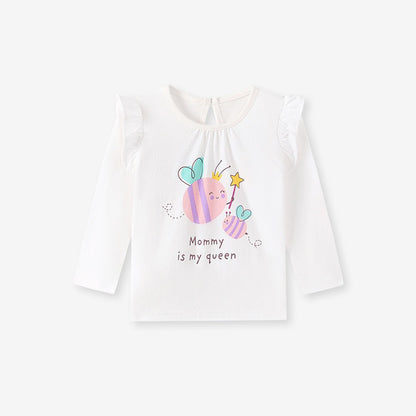 Baby Kids Girls Cartoon Pattern Long Sleeves Top