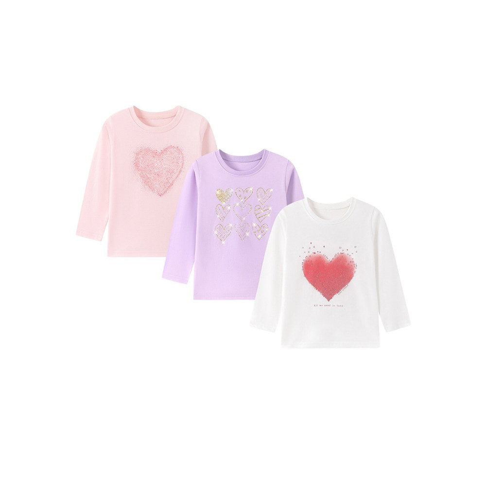 Baby Kids Girls Heart Pattern Long Sleeves Top