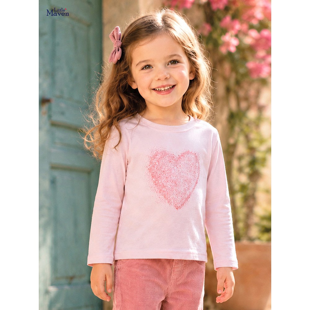 Baby Kids Girls Heart Pattern Long Sleeves Top