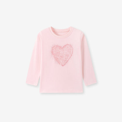 Baby Kids Girls Heart Pattern Long Sleeves Top