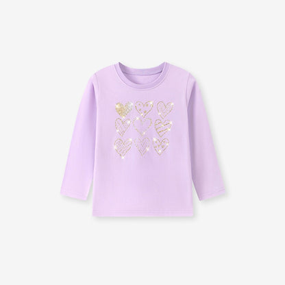Baby Kids Girls Heart Pattern Long Sleeves Top