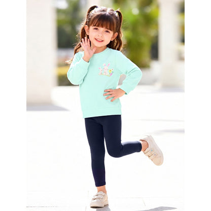 Baby Kids Girls Cartoon Pattern Long Sleeves Sweatshirt and Plain Pants 2-piece Clothing Set