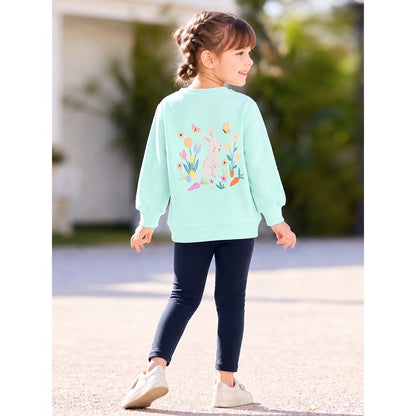 Baby Kids Girls Cartoon Pattern Long Sleeves Sweatshirt and Plain Pants 2-piece Clothing Set