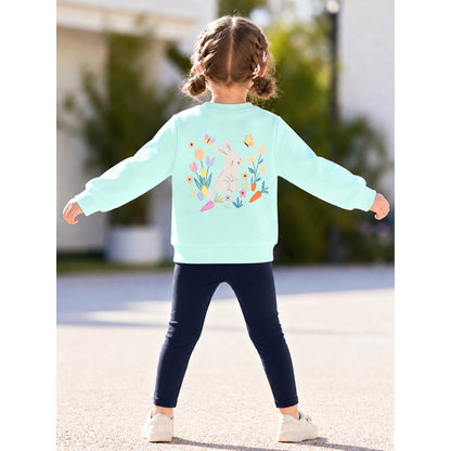 Baby Kids Girls Cartoon Pattern Long Sleeves Sweatshirt and Plain Pants 2-piece Clothing Set