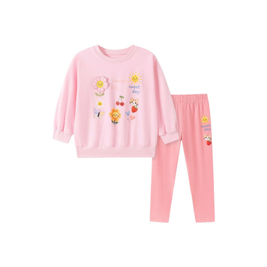 Baby Kids Girls Cartoon Pattern Long Sleeves Sweatshirt and Pants 2-piece Clothing Set