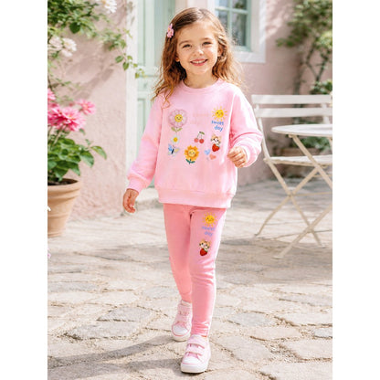 Baby Kids Girls Cartoon Pattern Long Sleeves Sweatshirt and Pants 2-piece Clothing Set