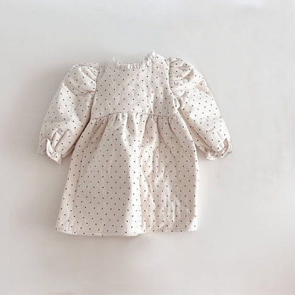 Girls Polka Dot Thick Quilted Dress