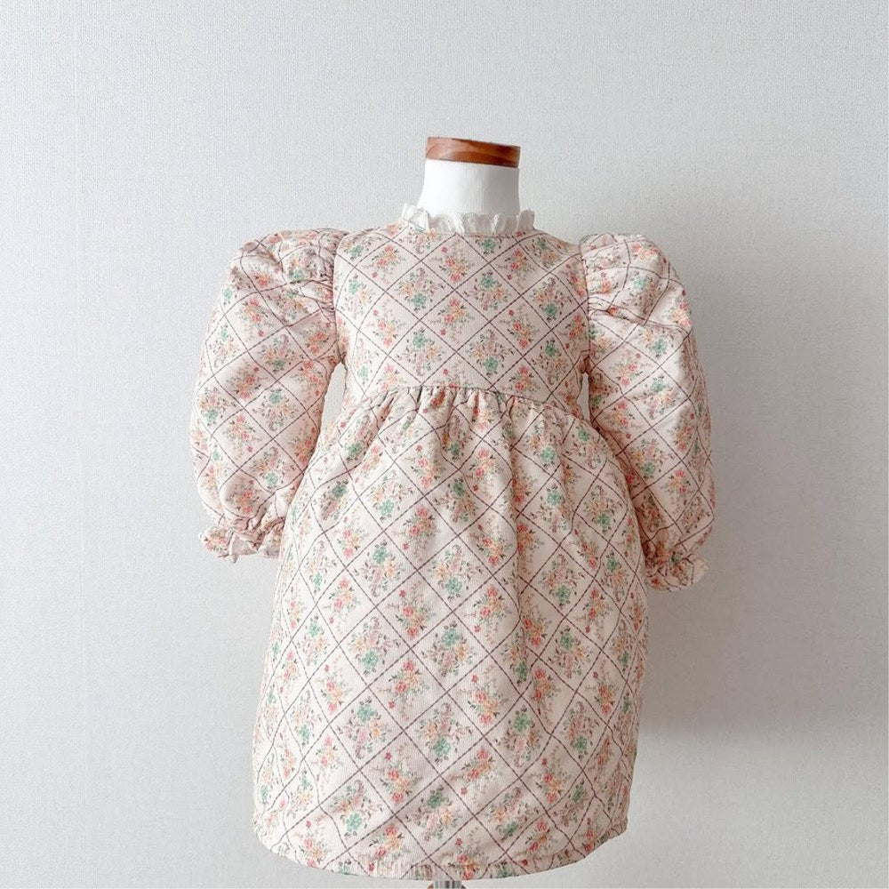Girls Polka Dot Thick Quilted Dress