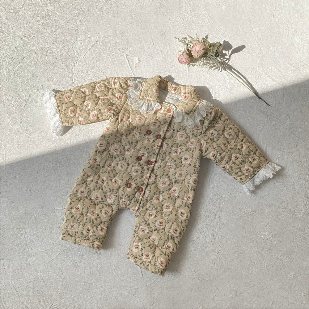Baby Long Sleeves Floral Thick Rompers