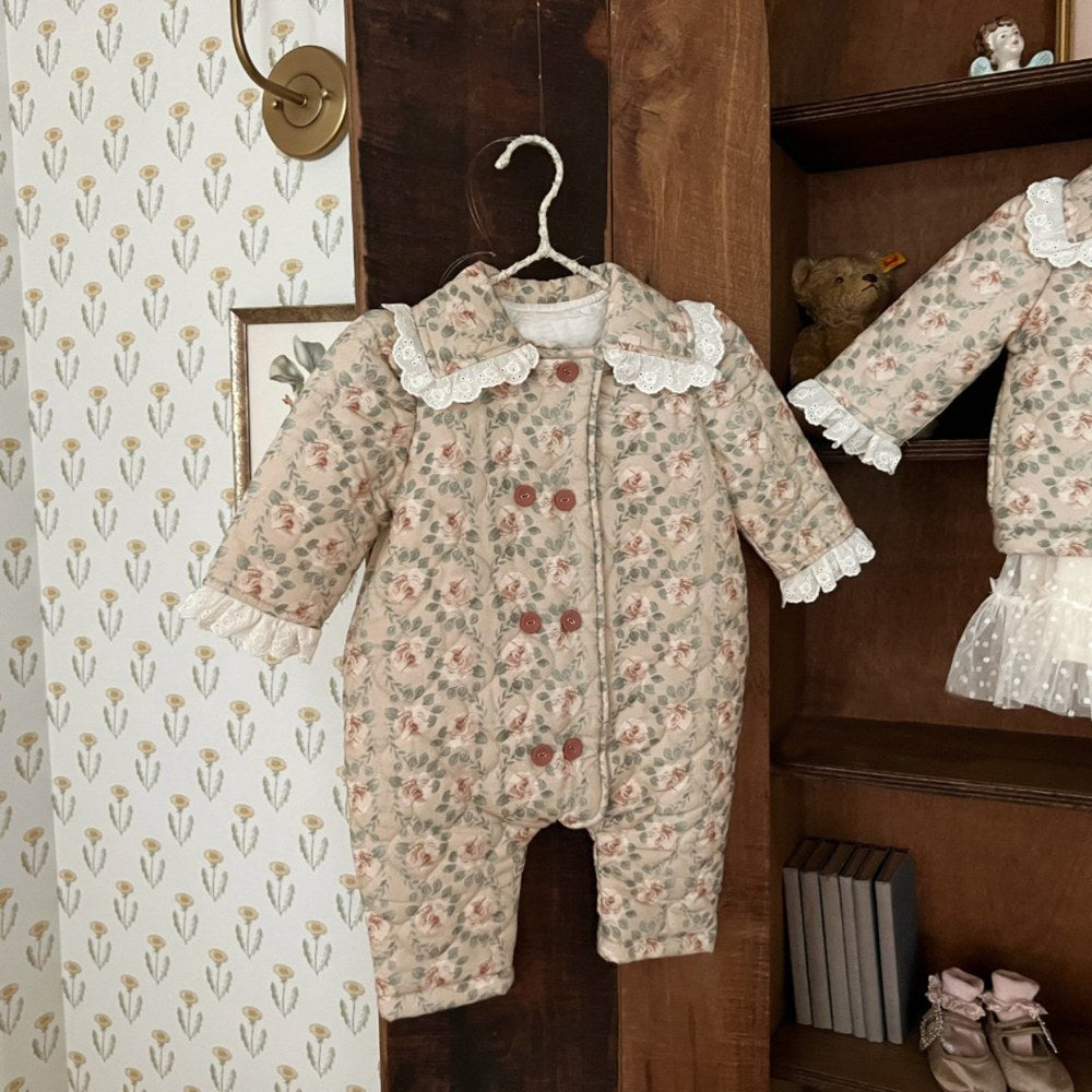 Baby Long Sleeves Floral Thick Rompers