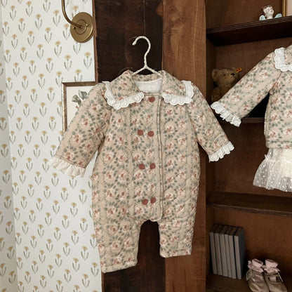 Baby Long Sleeves Floral Thick Rompers