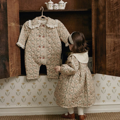 Baby Long Sleeves Floral Thick Rompers
