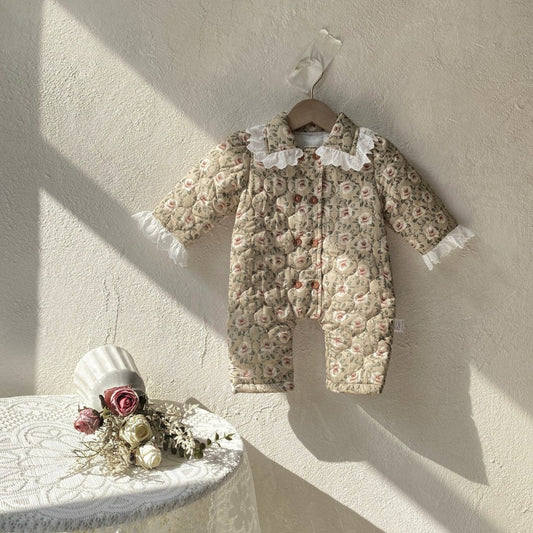 Baby Long Sleeves Floral Thick Rompers