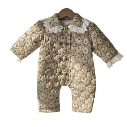 Baby Long Sleeves Floral Thick Rompers