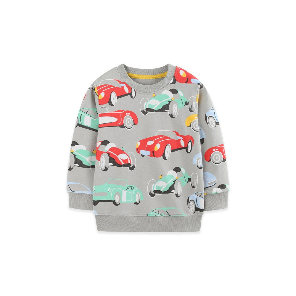 Kids Boys Cartoon Pattern Crew Neck Long Sleeves Sweatshirt