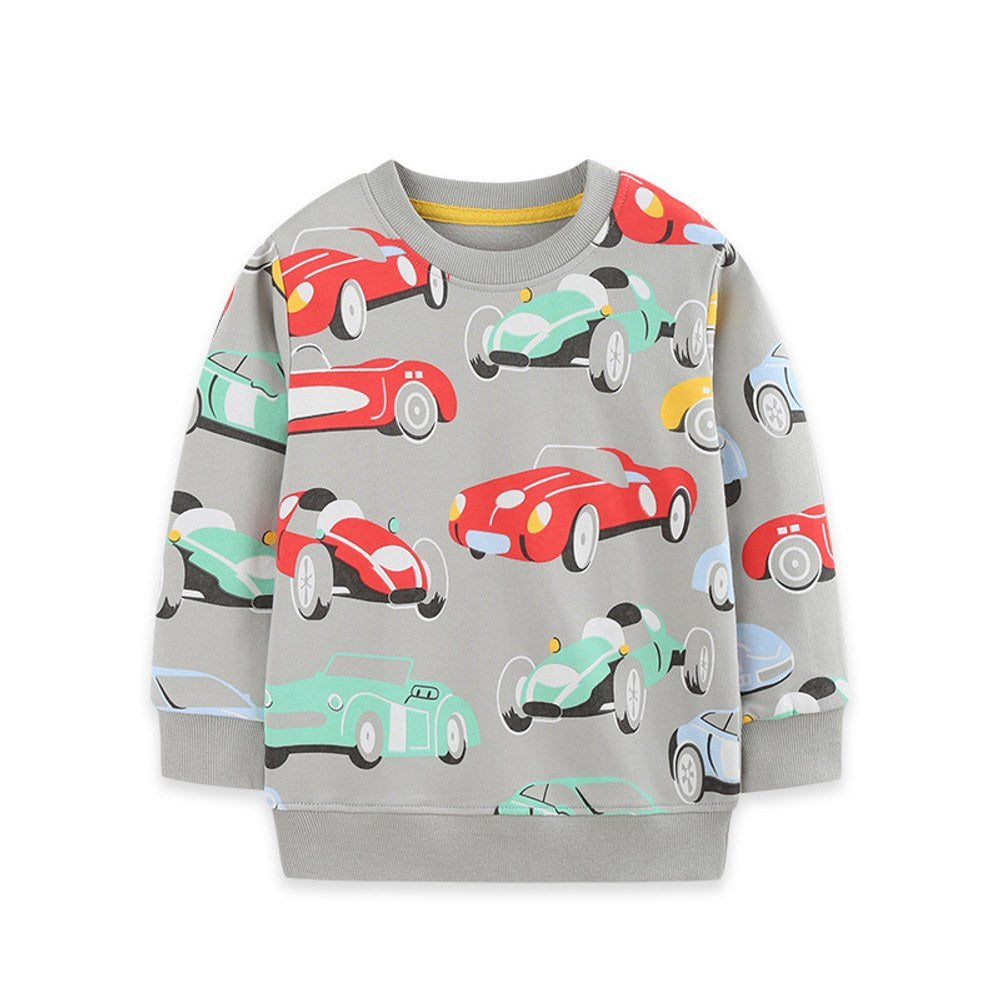 Kids Boys Cartoon Pattern Crew Neck Long Sleeves Sweatshirt