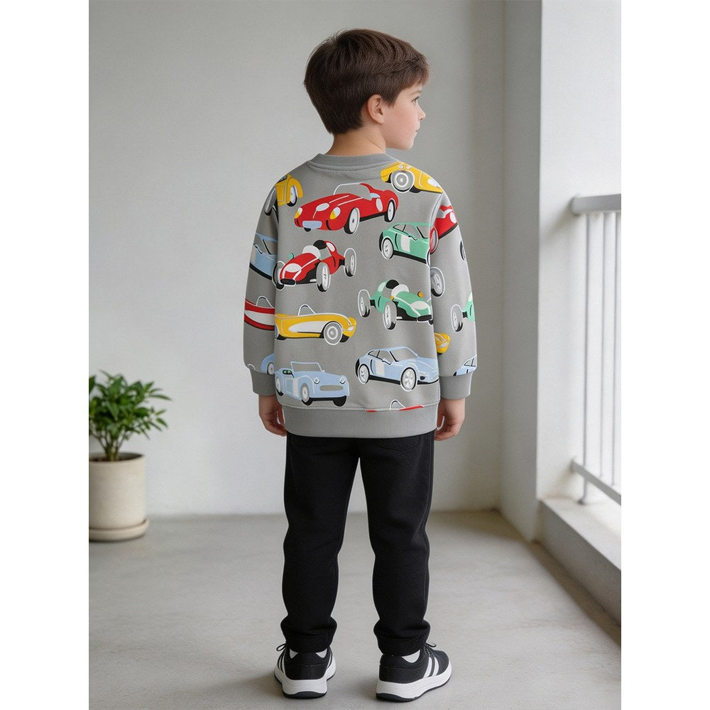 Kids Boys Cartoon Pattern Crew Neck Long Sleeves Sweatshirt