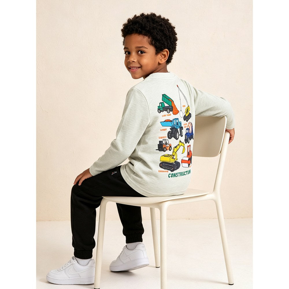 Kids Boys Cartoon Pattern Crew Neck Long Sleeves Top