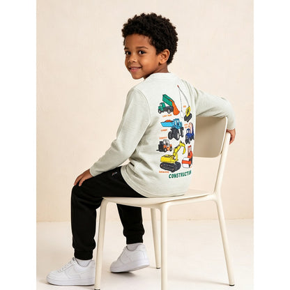 Kids Boys Cartoon Pattern Crew Neck Long Sleeves Top