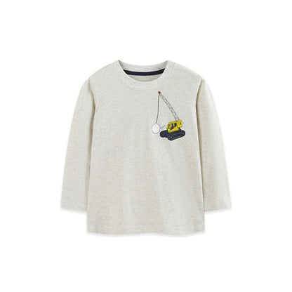 Kids Boys Cartoon Pattern Crew Neck Long Sleeves Top