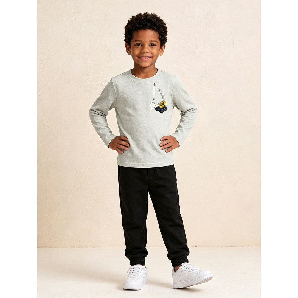 Kids Boys Cartoon Pattern Crew Neck Long Sleeves Top