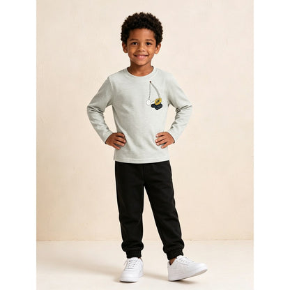 Kids Boys Cartoon Pattern Crew Neck Long Sleeves Top