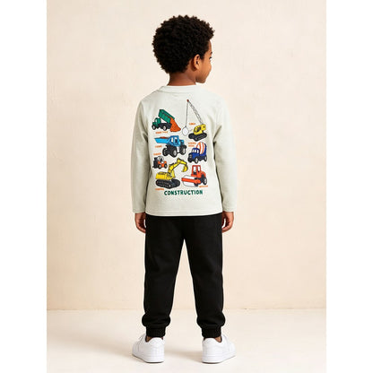Kids Boys Cartoon Pattern Crew Neck Long Sleeves Top