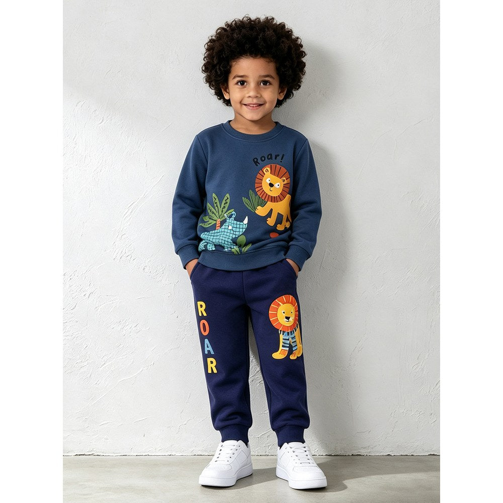 Baby Kids Boys Animals Cartoon Pattern Long Sleeves Sweatshirt and Pants 2-piece Clothing Set