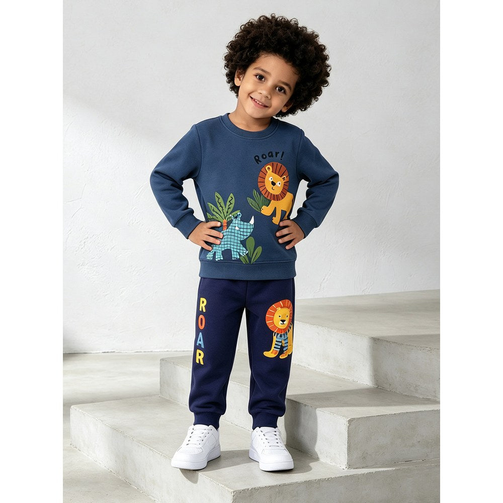 Baby Kids Boys Animals Cartoon Pattern Long Sleeves Sweatshirt and Pants 2-piece Clothing Set