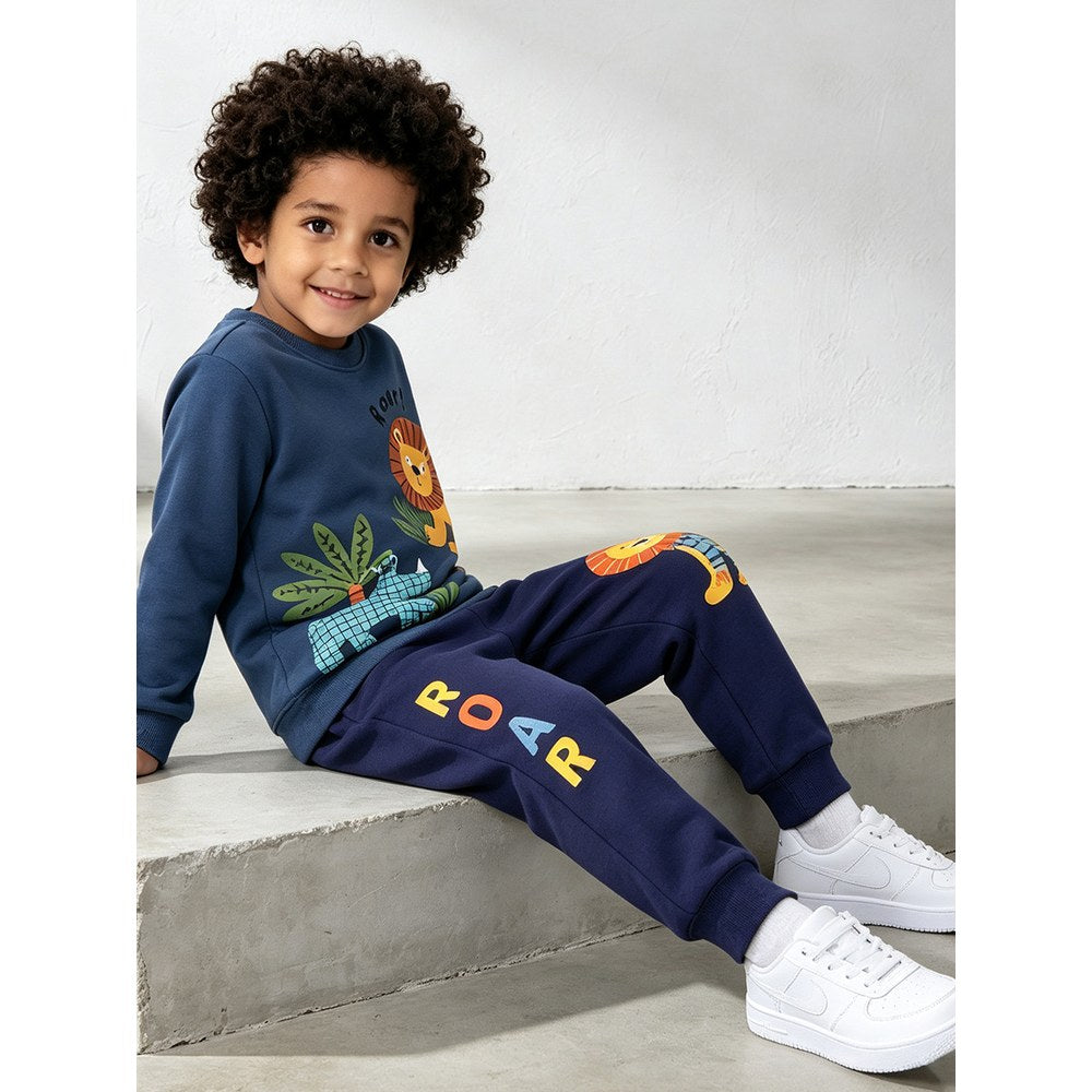 Baby Kids Boys Animals Cartoon Pattern Long Sleeves Sweatshirt and Pants 2-piece Clothing Set