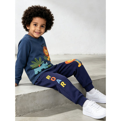 Baby Kids Boys Animals Cartoon Pattern Long Sleeves Sweatshirt and Pants 2-piece Clothing Set