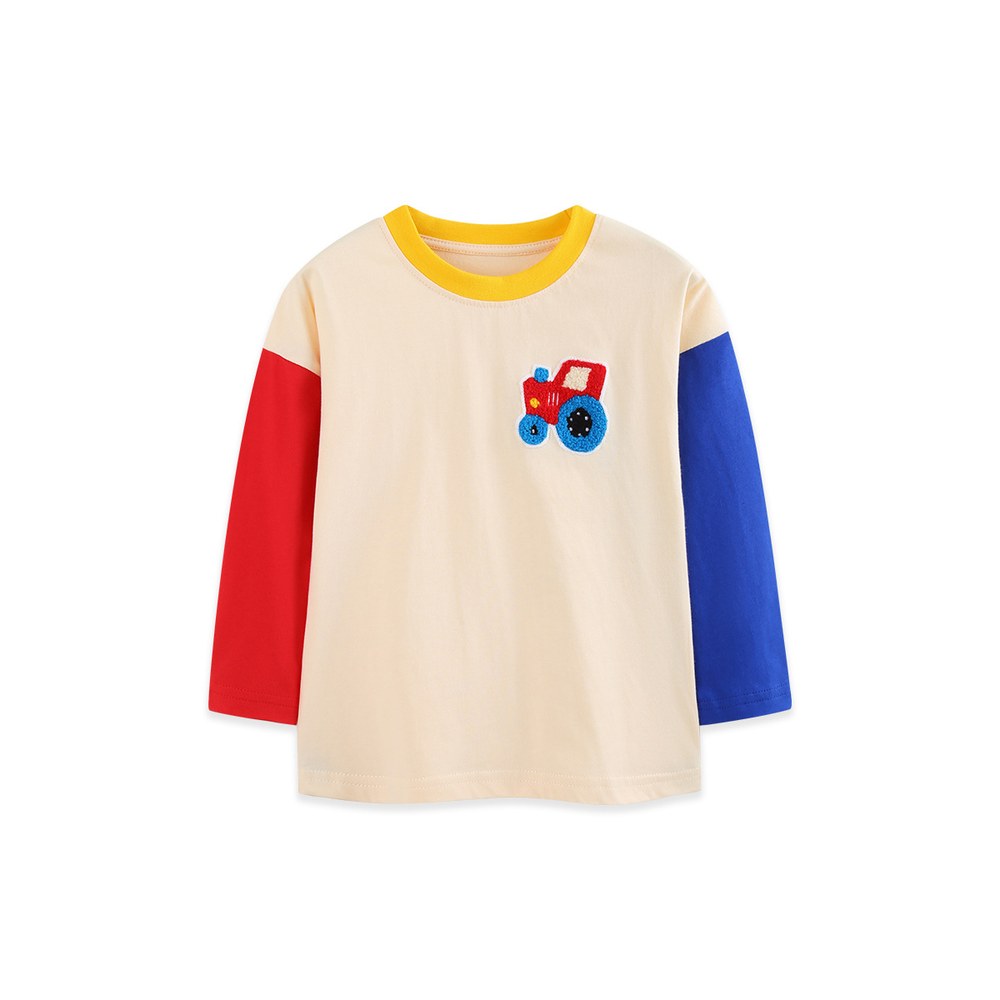 Kids Boys Crew Neck Color Patchwork Long Sleeves Top