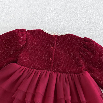 Baby Girls Long Sleeves Red Fashion Bodysuit Dress