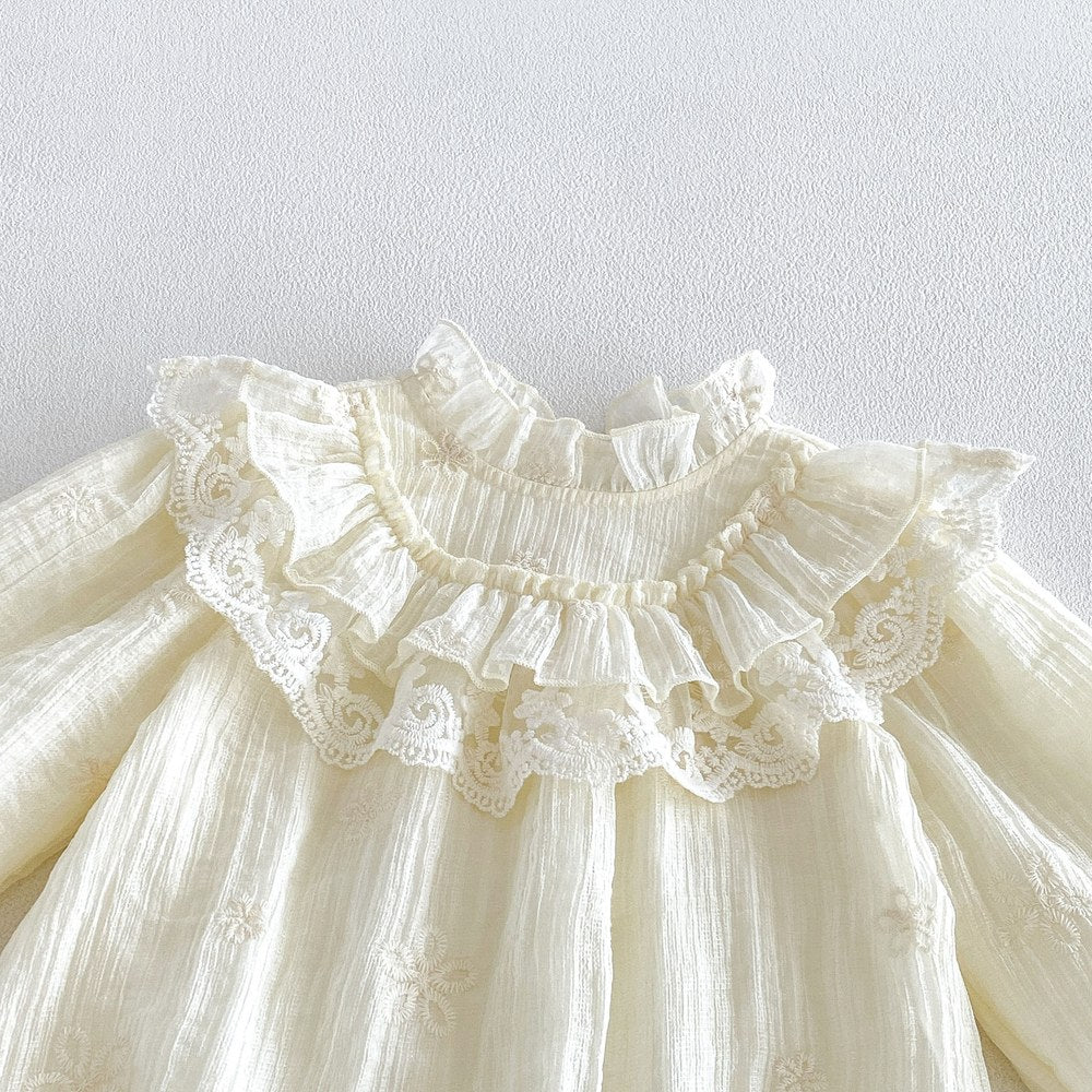 Baby Girls Long Sleeves Apricot Ruffle Design Bodysuit
