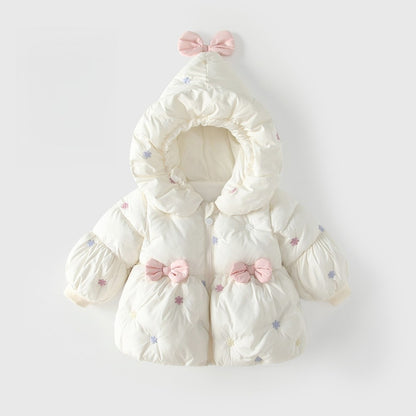 Girls' Butterfly-bows Decorated Stars Pattern Cotton-Padded Coat